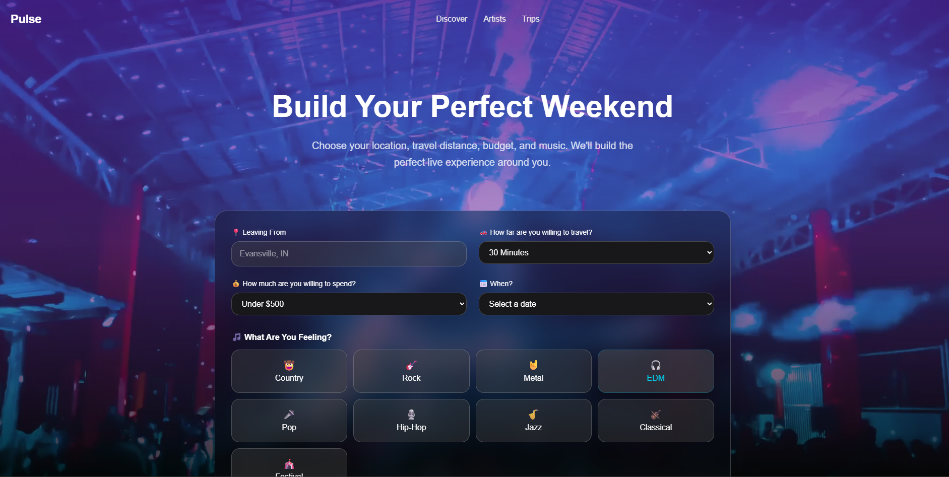 Next Weekends homepage screenshot